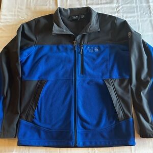 Mountain Hardwear Men's L Mountech Jacket Blue GREY FLEECE FULL ZIP